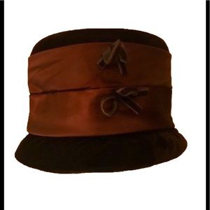 Vintage 1950s Velvet Brown Bucket Hat